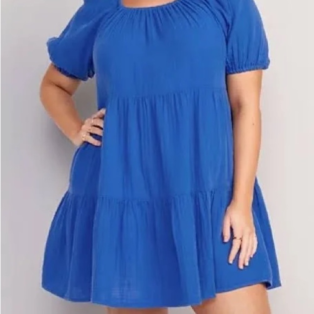 Old Navy Gauze Blue Short Tiered Mini Dress